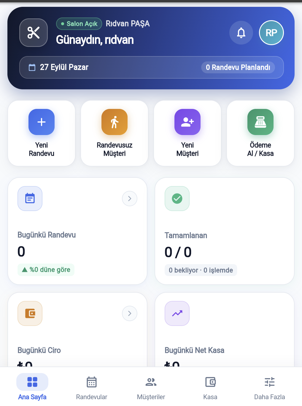 BerberApp mobil ana sayfa